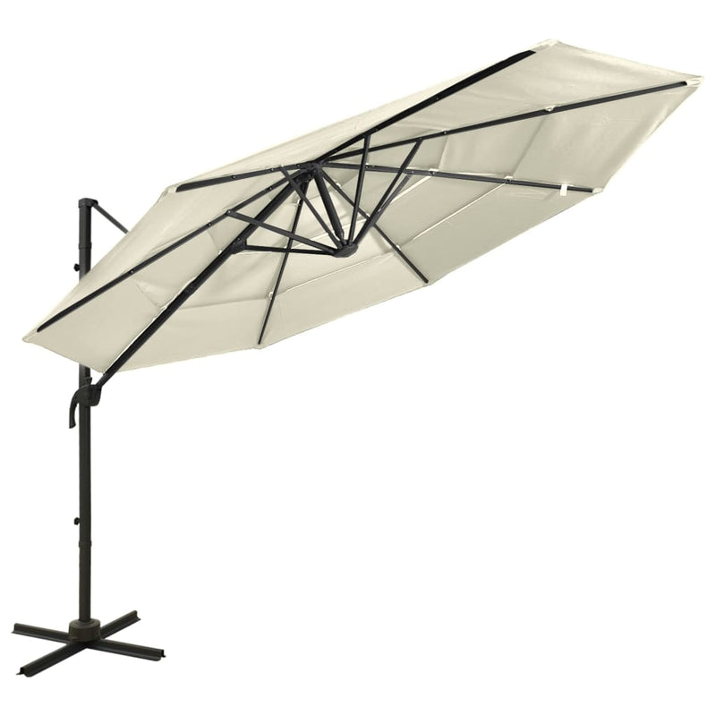 Afbeelding laden in galerijviewer, Vidaxl parasol 4-laags met aluminium paal 3x3 m zandkleurig