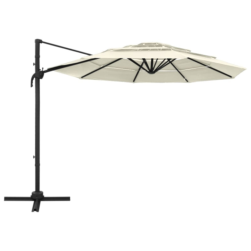 Afbeelding laden in galerijviewer, Vidaxl parasol 4-laags met aluminium paal 3x3 m zandkleurig