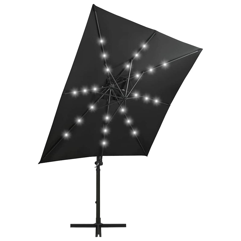 Afbeelding laden in galerijviewer, Vidaxl zweefparasol met paal en led-verlichting 250 cm zwart