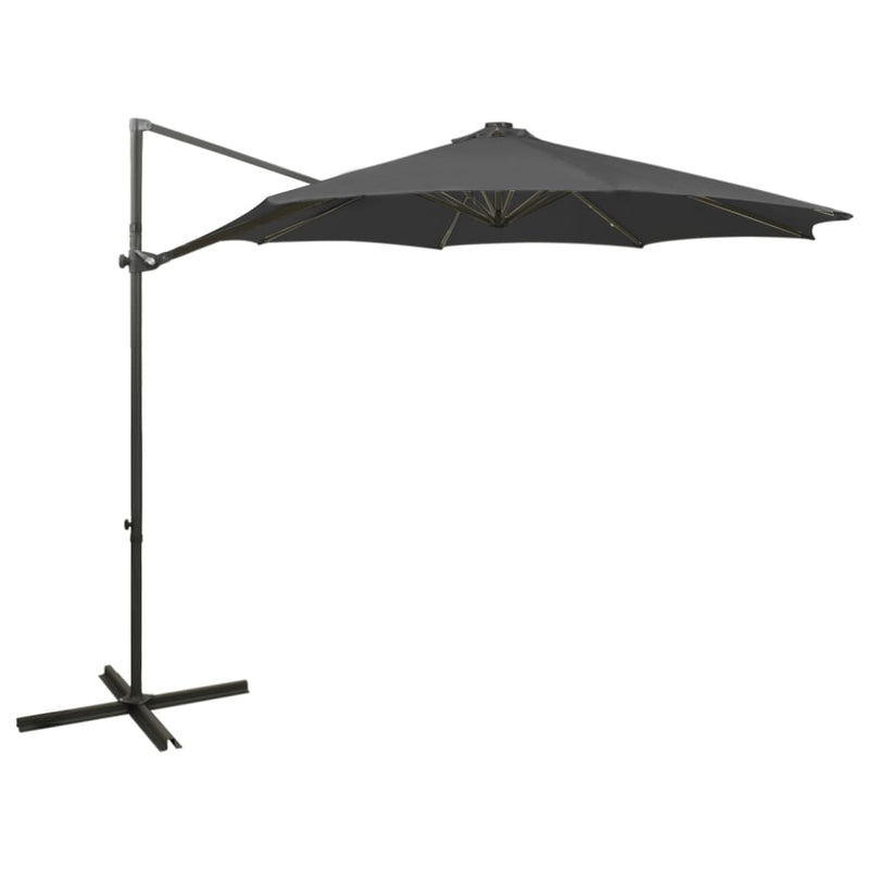 Afbeelding laden in galerijviewer, Vidaxl zweefparasol met paal en led-verlichting 300 cm antracietkleur
