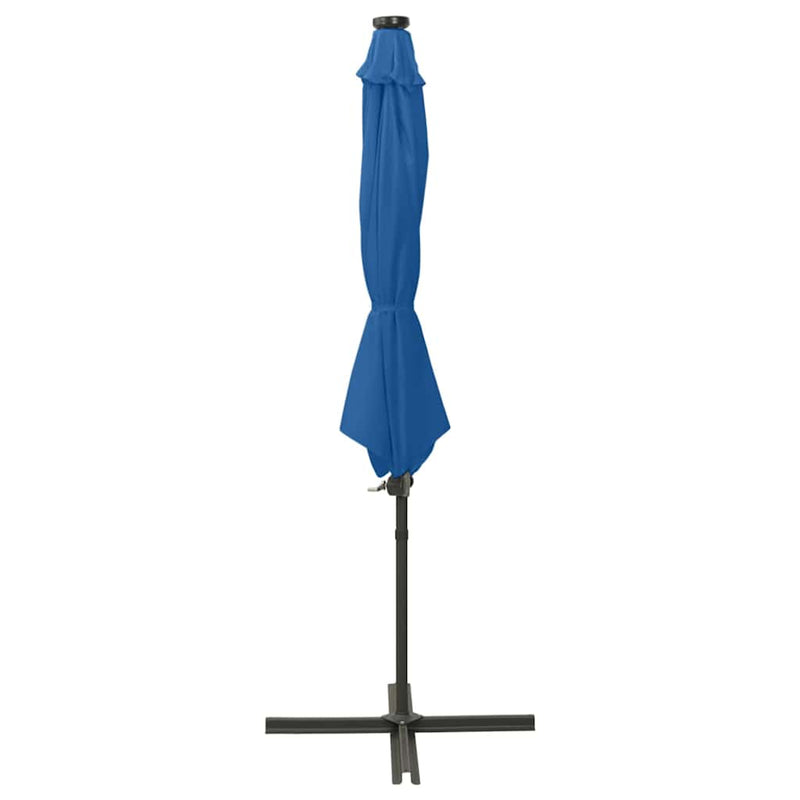 Afbeelding laden in galerijviewer, Vidaxl zweefparasol met paal en led-verlichting 300 cm azuurblauw