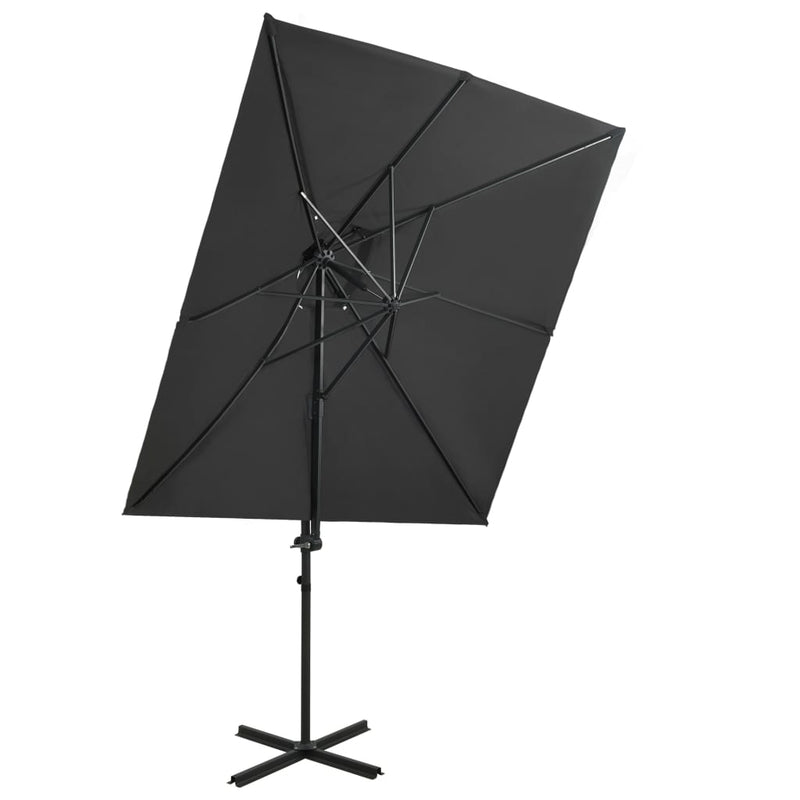 Afbeelding laden in galerijviewer, Vidaxl zweefparasol met dubbel dak 250x250 cm antracietkleurig