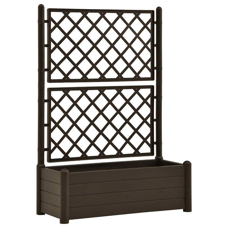 Afbeelding laden in galerijviewer, Vidaxl plantenbak met latwerk 100x43x142 cm pp mokka