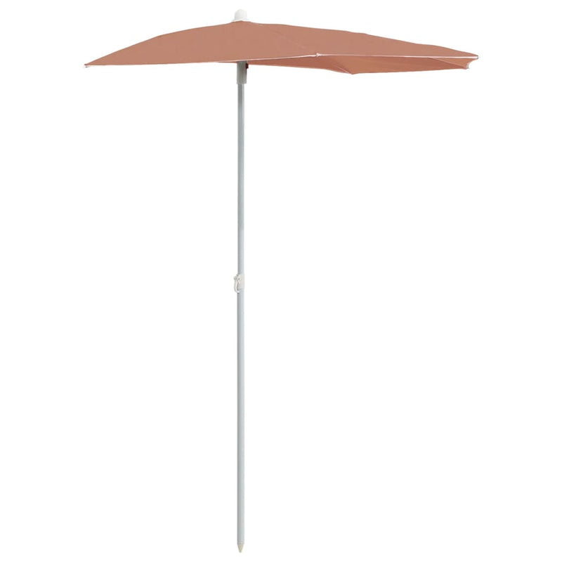 Afbeelding laden in galerijviewer, Vidaxl parasol half met paal 180x90 cm terracottakleurig