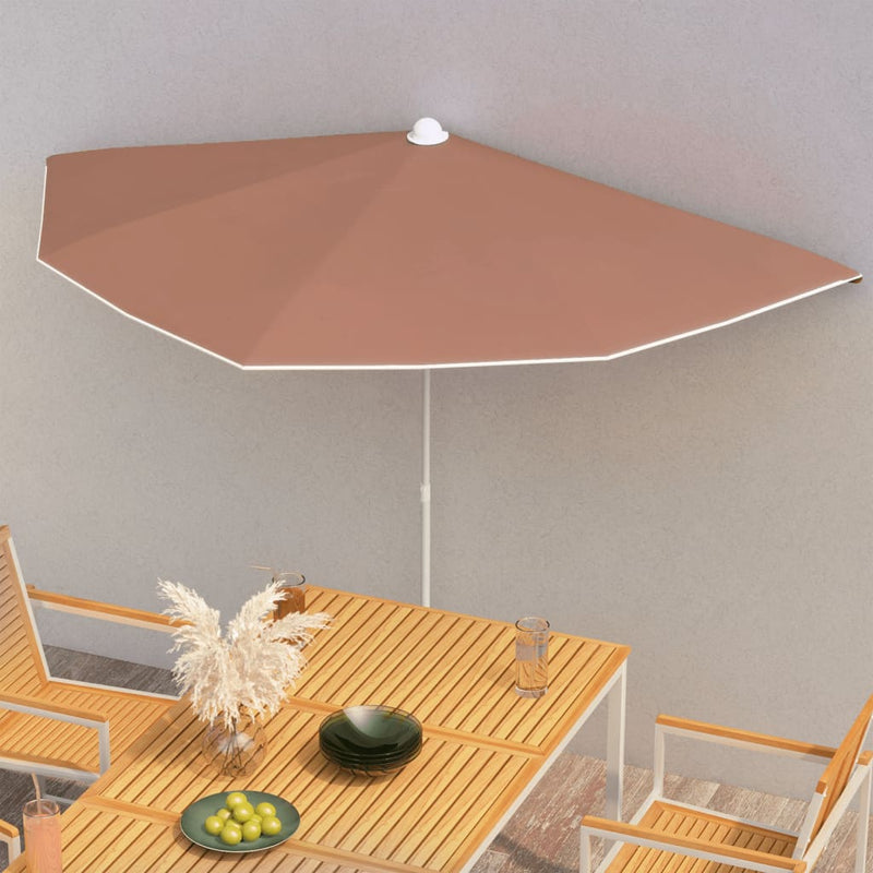 Afbeelding laden in galerijviewer, Vidaxl parasol half met paal 180x90 cm terracottakleurig