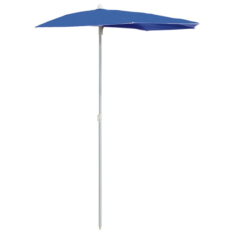 Afbeelding laden in galerijviewer, VidaXL Parasol half met paal 180x90 cm azuurblauw