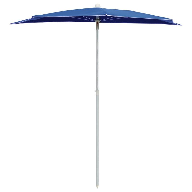 Afbeelding laden in galerijviewer, VidaXL Parasol half met paal 180x90 cm azuurblauw