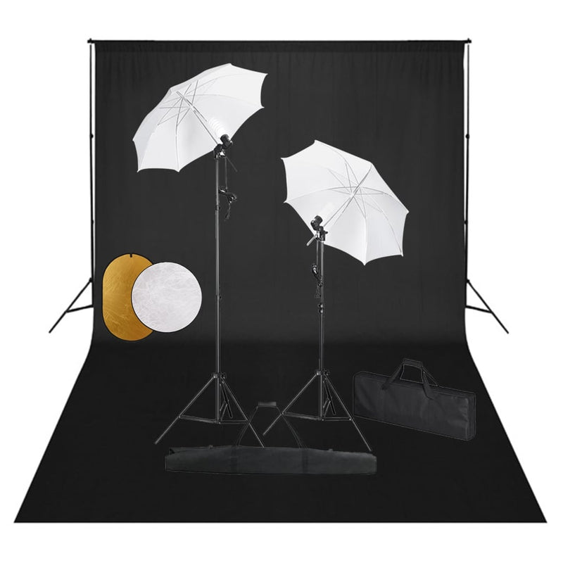 Afbeelding laden in galerijviewer, Vidaxl fotostudioset met lampen, paraplu's, achtergrond en reflector