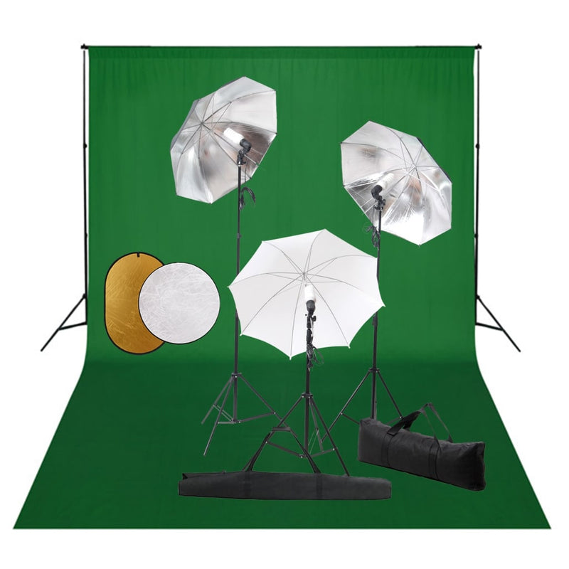 Afbeelding laden in galerijviewer, Vidaxl fotostudioset met lampen, paraplu's, achtergrond en reflector