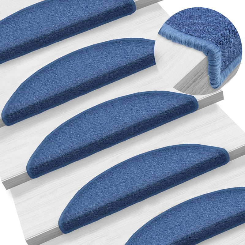 Afbeelding laden in galerijviewer, Vidaxl trapmatten 10 st 56x17x3 cm blauw halfrond