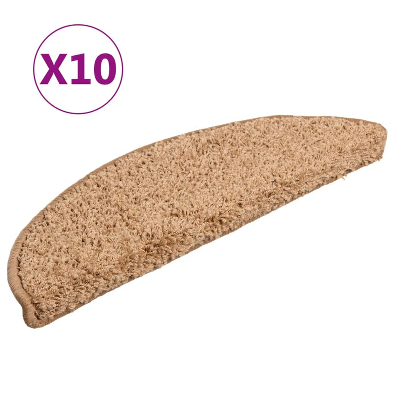 Afbeelding laden in galerijviewer, Vidaxl trapmatten 10 st 56x17x3 cm beige halfrond