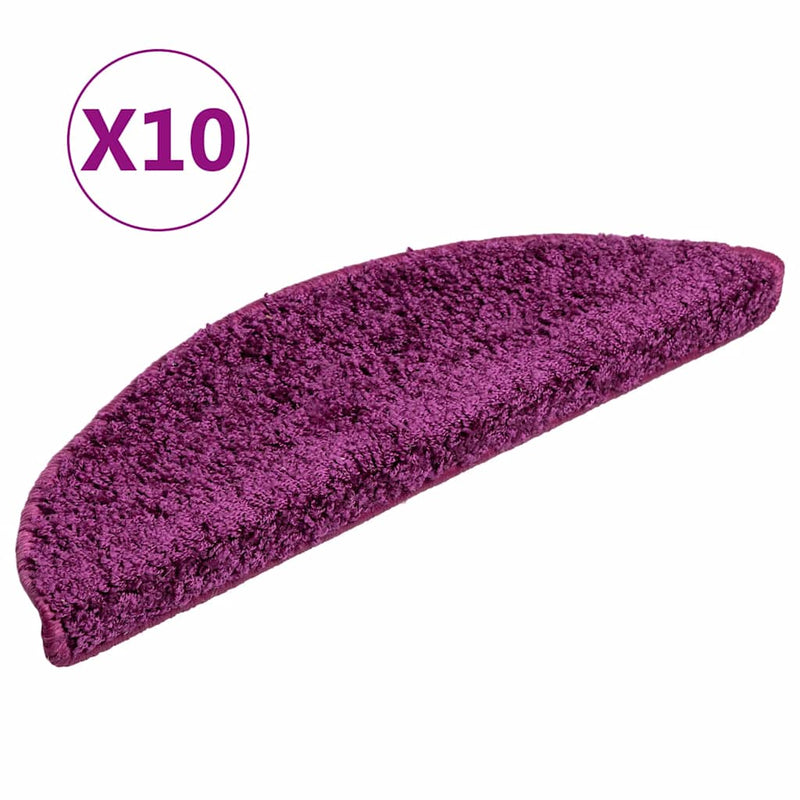 Afbeelding laden in galerijviewer, Vidaxl trapmatten 10 st 56x17x3 cm violet halfrond