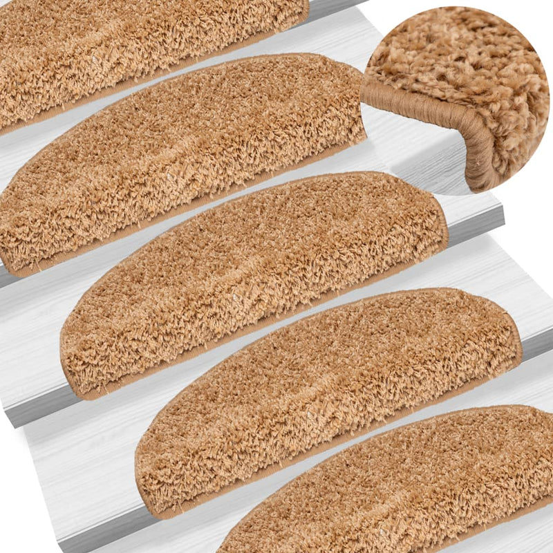Afbeelding laden in galerijviewer, Vidaxl trapmatten 10 st 65x21x4 cm beige halfrond groot