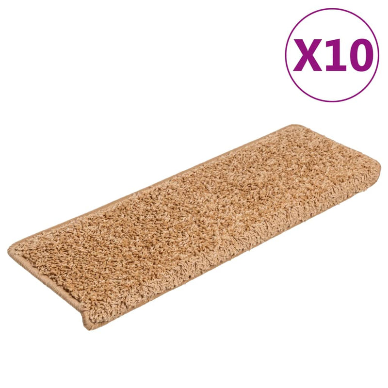 Afbeelding laden in galerijviewer, Vidaxl trapmatten 10 st 65x21x4 cm beige rechthoekige rand