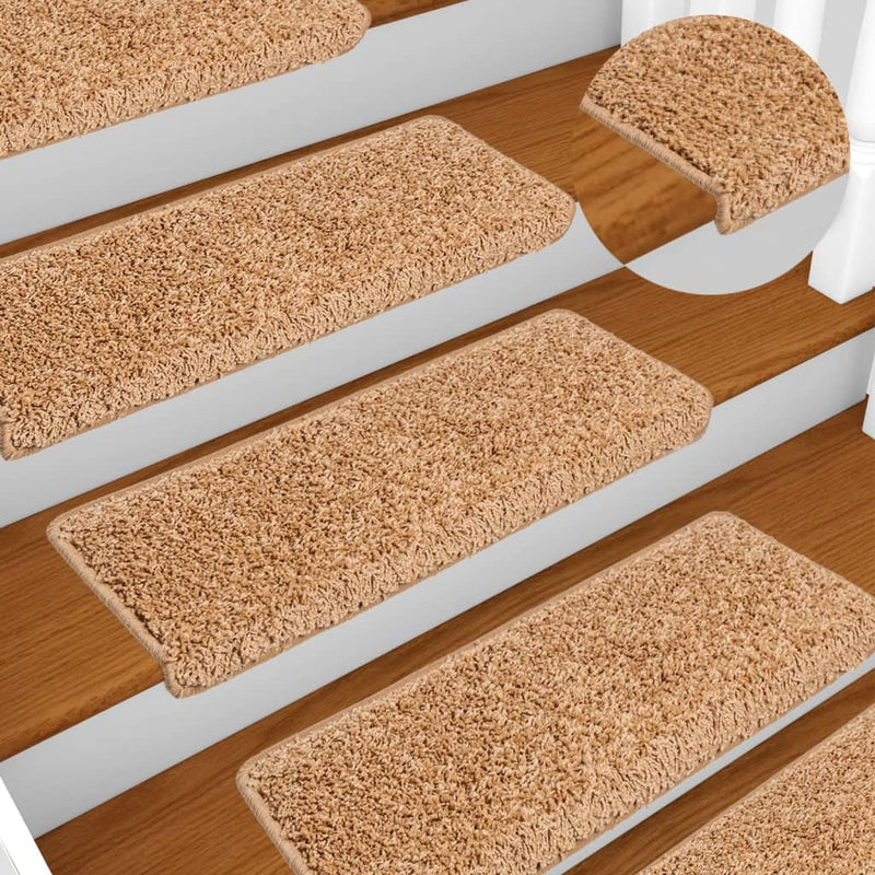 Afbeelding laden in galerijviewer, Vidaxl trapmatten 10 st 65x21x4 cm beige rechthoekige rand