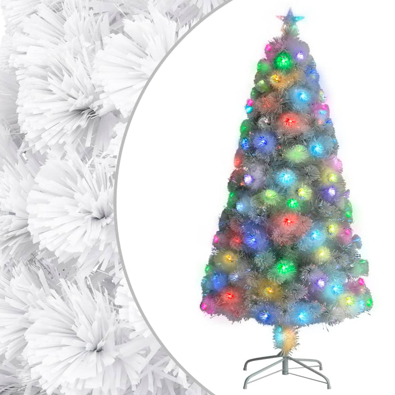 Afbeelding laden in galerijviewer, Vidaxl kunstkerstboom met verlichting 120 cm glasvezel wit
