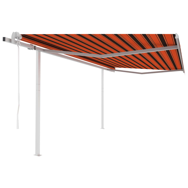 Afbeelding laden in galerijviewer, VidaXL Luifel automatisch uittrekbaar met palen 4,5x3 m oranje bruin