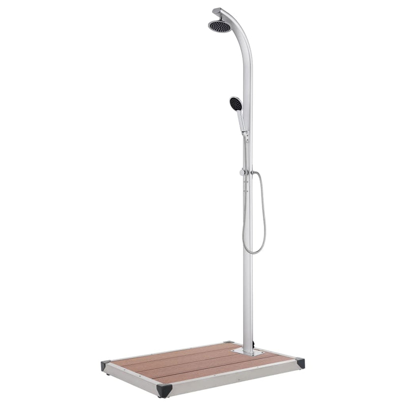 Afbeelding laden in galerijviewer, Vidaxl buitendouche met bruine basis 220 cm aluminium
