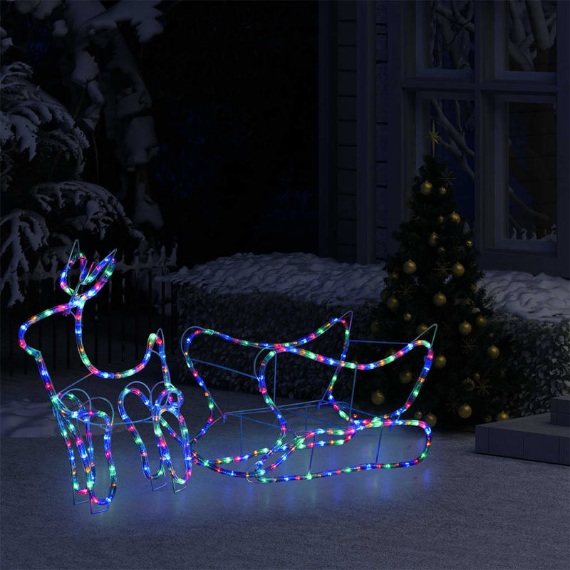 Afbeelding laden in galerijviewer, Vidaxl kerstdecoratie rendier en slee 252 led's