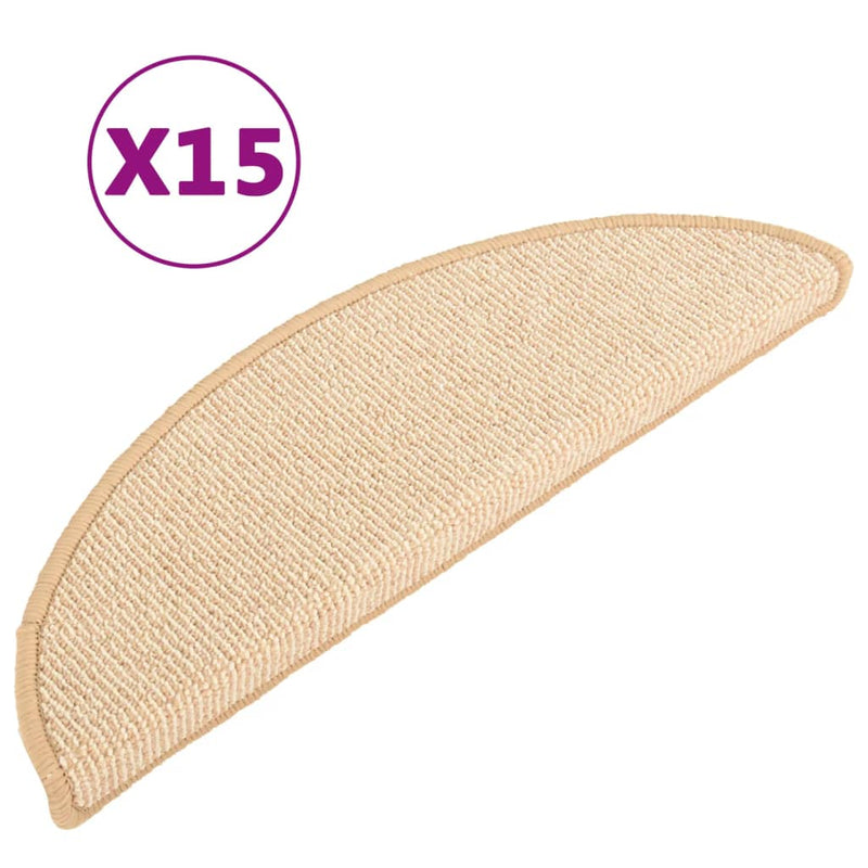 Afbeelding laden in galerijviewer, Vidaxl trapmatten 15 st 56x17x3 cm crème halfrond