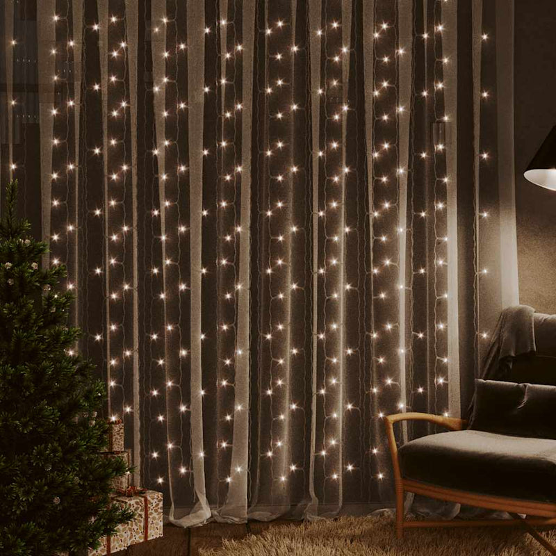 Afbeelding laden in galerijviewer, Vidaxl lichtsnoergordijn met 300 led's en 8 functies 3x3 m warmwit