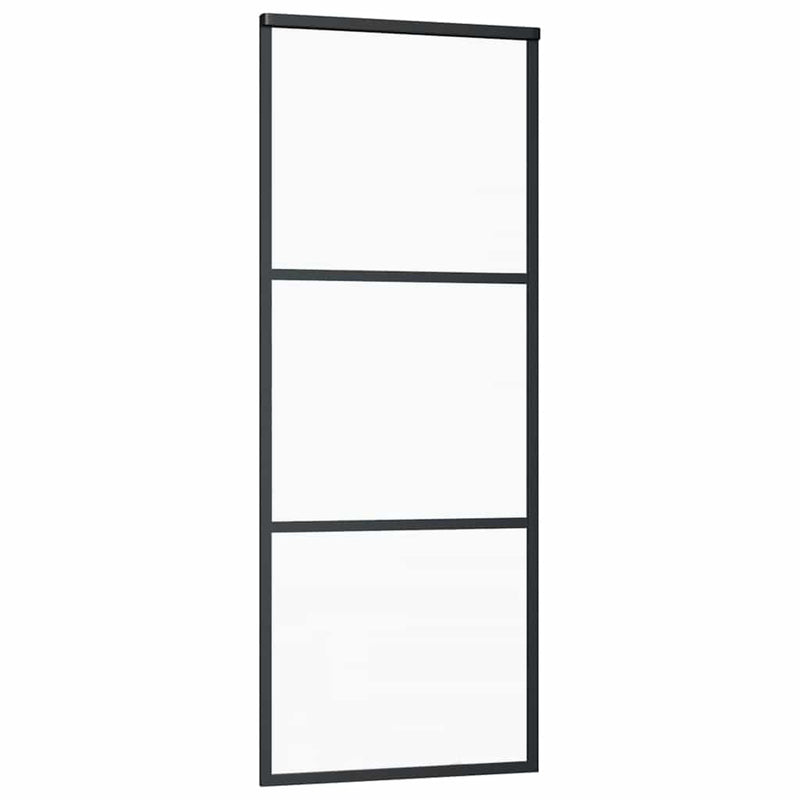 Afbeelding laden in galerijviewer, Vidaxl schuifdeur 3-panelen 76x205 cm esg-glas en aluminium zwart