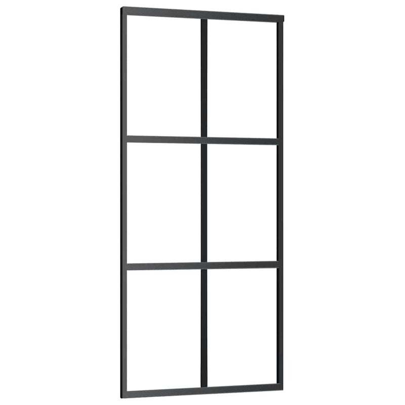 Afbeelding laden in galerijviewer, Vidaxl schuifdeur 90x205 cm esg-glas en aluminium zwart