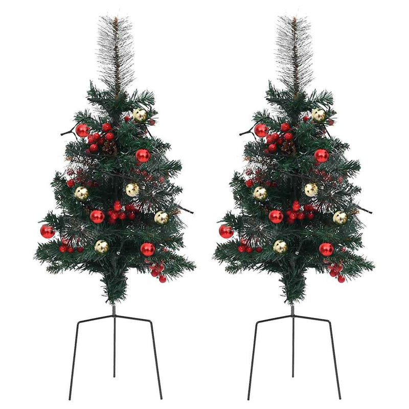 Afbeelding laden in galerijviewer, Vidaxl tuinkerstbomen 2 st met verlichting 76 cm pvc