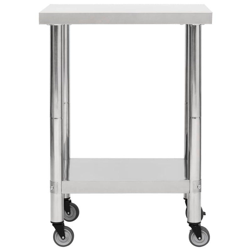 Afbeelding laden in galerijviewer, Vidaxl keukenwerktafel met wielen 60x30x85 cm roestvrij staal