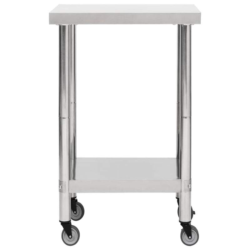 Afbeelding laden in galerijviewer, Vidaxl keukenwerktafel met wielen 60x60x85 cm roestvrij staal