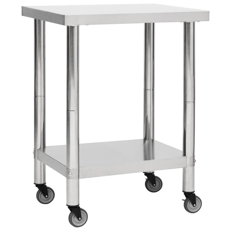 Afbeelding laden in galerijviewer, Vidaxl keukenwerktafel met wielen 80x30x85 cm roestvrij staal