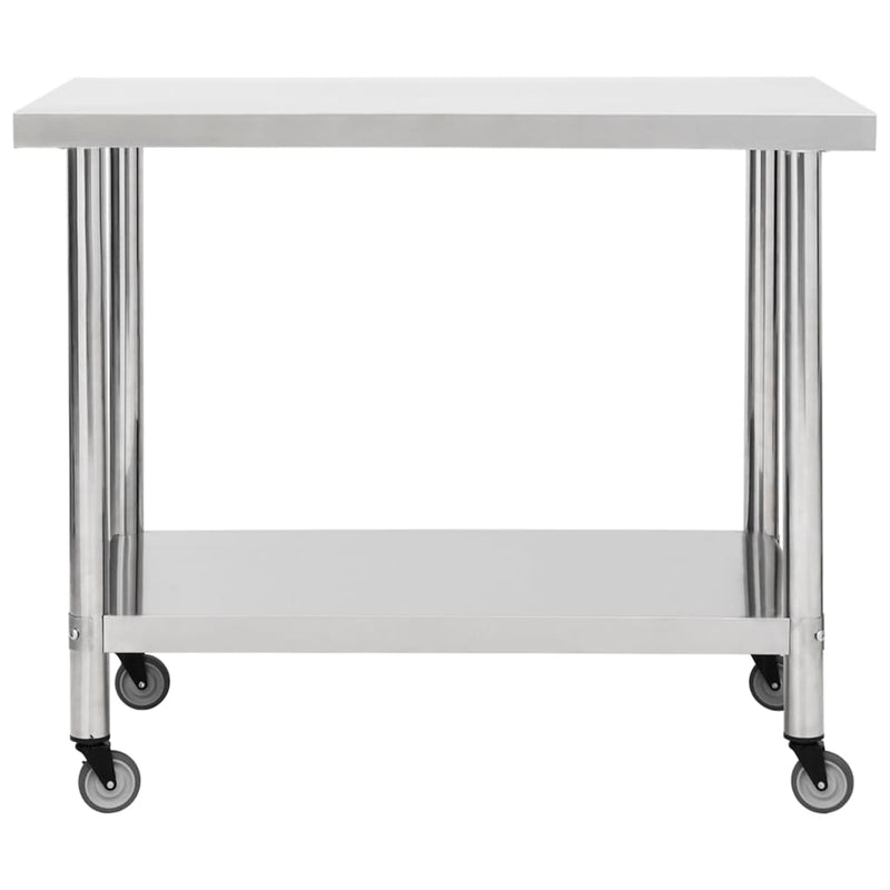 Afbeelding laden in galerijviewer, Vidaxl keukenwerktafel met wielen 80x60x85 cm roestvrij staal