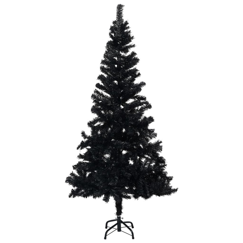 Afbeelding laden in galerijviewer, Vidaxl kunstkerstboom met verlichting en kerstballen 120 cm pvc zwart