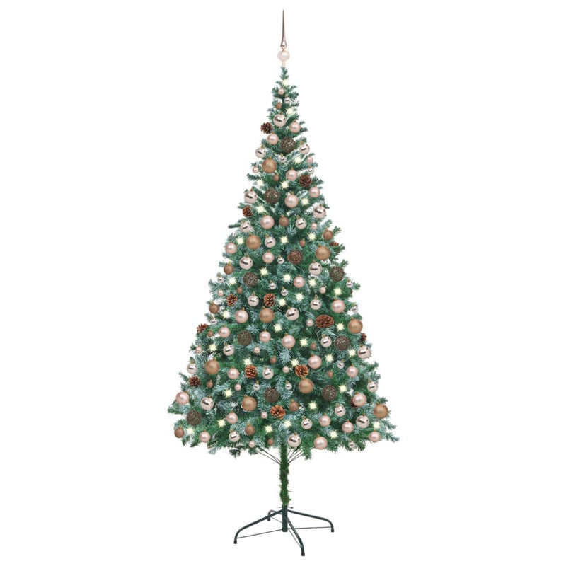 Afbeelding laden in galerijviewer, VidaXL Kunstkerstboom met verlichting kerstballen dennenappels 210 cm