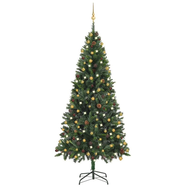 Afbeelding laden in galerijviewer, Vidaxl kunstkerstboom met verlichting en kerstballen 210 cm groen