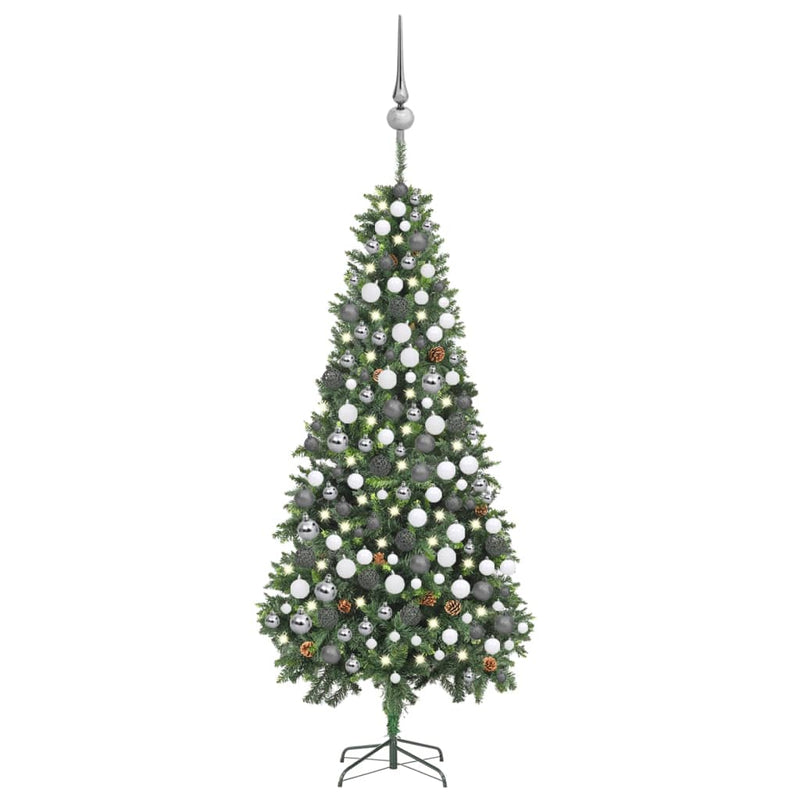 Afbeelding laden in galerijviewer, Vidaxl kunstkerstboom met verlichting kerstballen dennenappels 210 cm