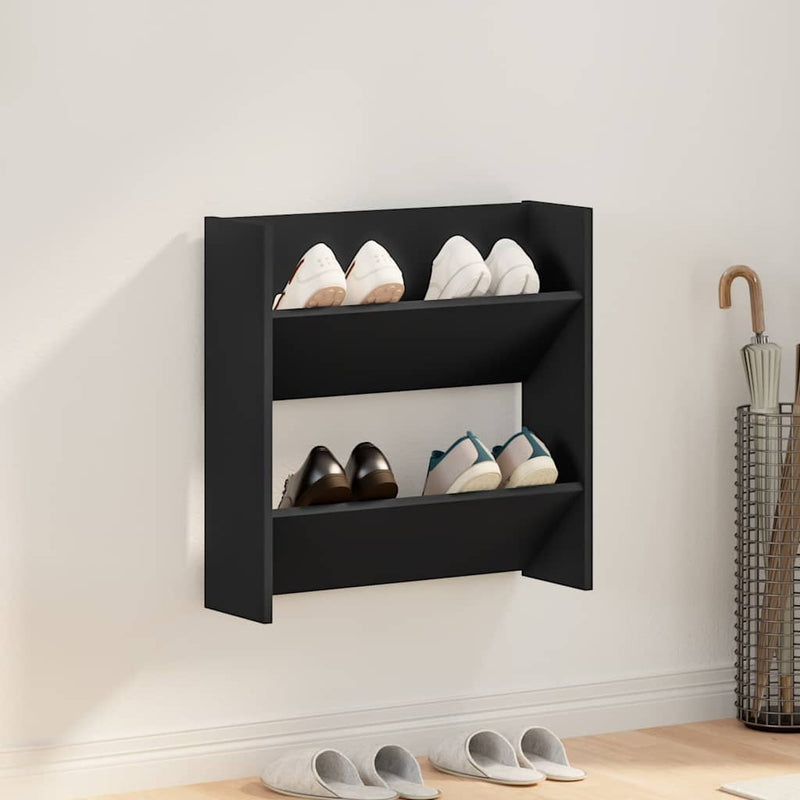 Afbeelding laden in galerijviewer, Vidaxl wandschoenenkast 60x18x60 cm bewerkt hout zwart
