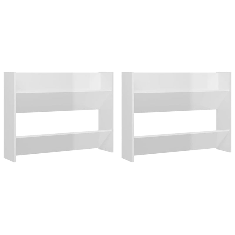 Afbeelding laden in galerijviewer, VidaXL Wandschoenenkasten 2 st 80x18x60 cm bewerkt hout hoogglans wit