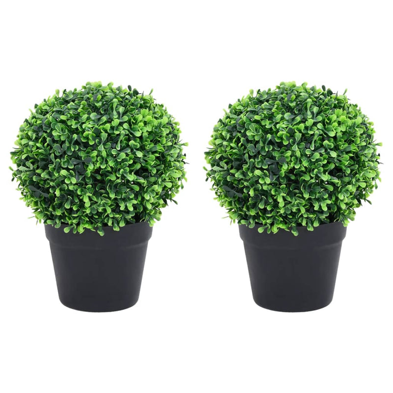 Afbeelding laden in galerijviewer, Vidaxl kunstplanten met pot 2 st buxus bolvorming 27 cm groen