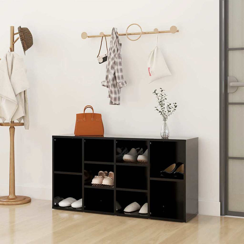 Afbeelding laden in galerijviewer, Vidaxl schoenenbank 103x30x55 cm bewerkt hout zwart
