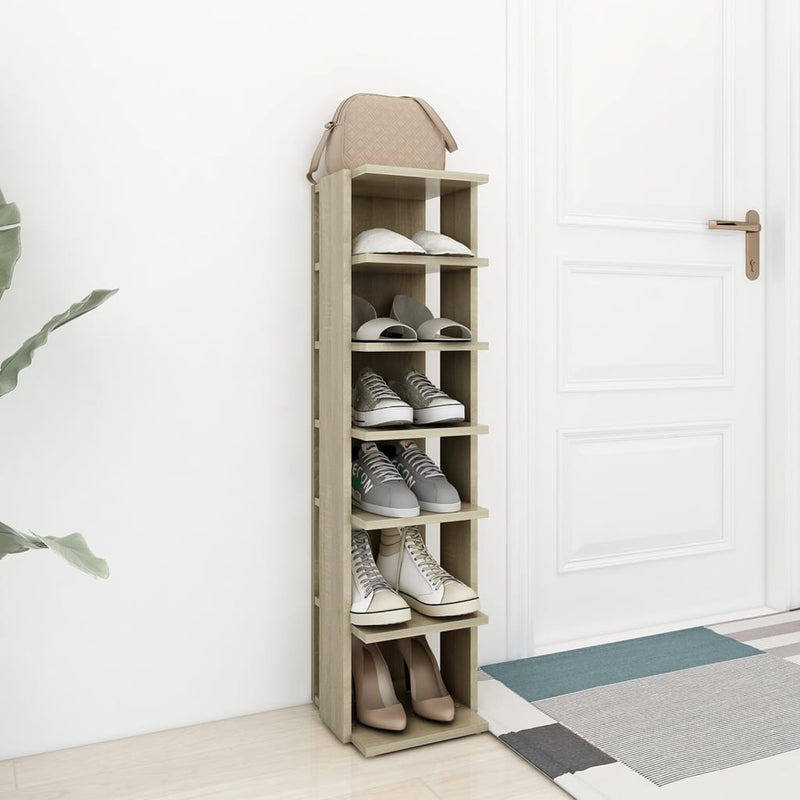 Afbeelding laden in galerijviewer, Vidaxl schoenenkast 27,5x27x102 cm bewerkt hout sonoma eikenkleurig