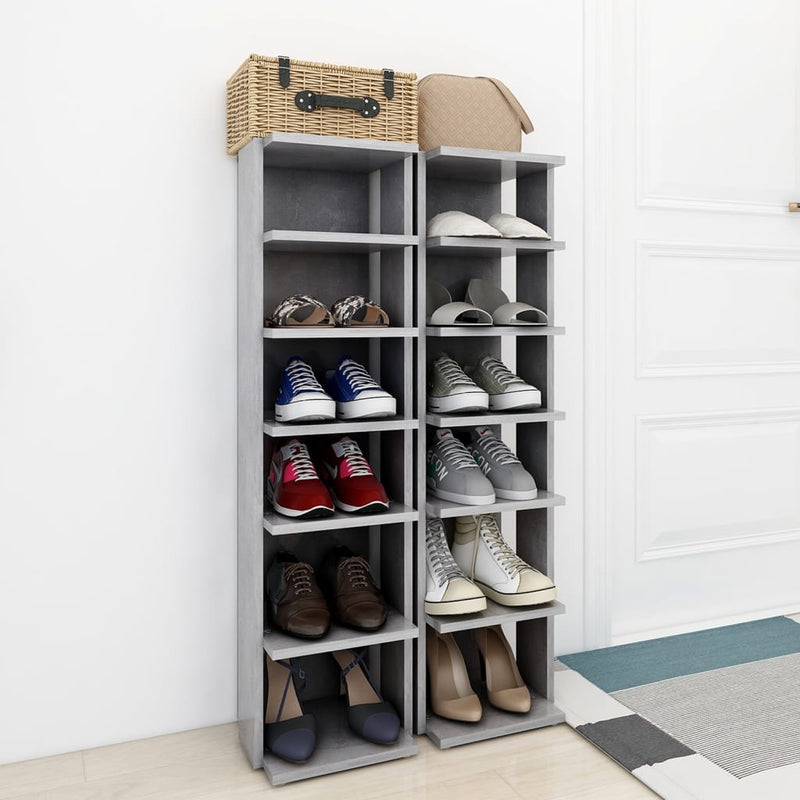 Afbeelding laden in galerijviewer, Vidaxl schoenenkasten 2 st 27,5x27x102 cm betongrijs