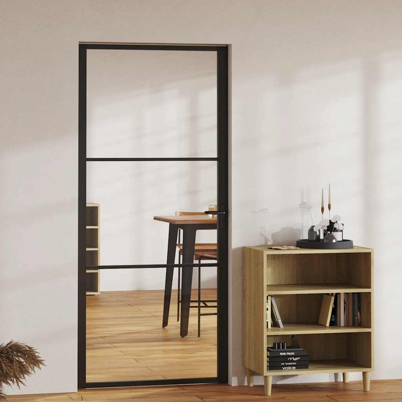 Afbeelding laden in galerijviewer, Vidaxl binnendeur 93x201,5 cm esg-glas en aluminium zwart