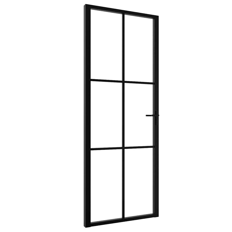 Afbeelding laden in galerijviewer, Vidaxl binnendeur 76x201,5 cm esg-glas en aluminium zwart