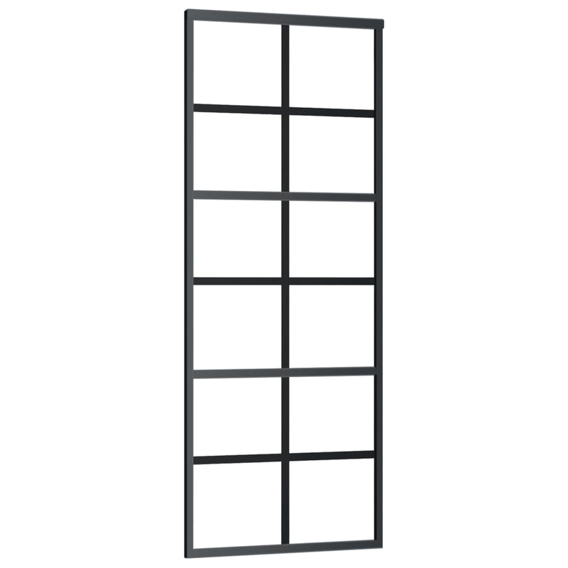 Afbeelding laden in galerijviewer, Vidaxl schuifdeur met beslag 76x205 cm aluminium en esg-glas