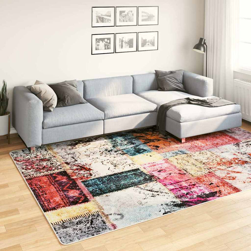 Afbeelding laden in galerijviewer, Vidaxl vloerkleed wasbaar anti-slip patchwork 190x300 cm meerkleurig