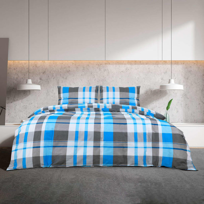 Afbeelding laden in galerijviewer, Vidaxl dekbedovertrekset 200x200 cm katoen blauw en grijs