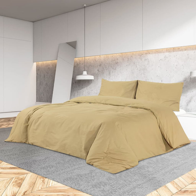 Afbeelding laden in galerijviewer, Vidaxl dekbedovertrekset 135x200 cm katoen taupe
