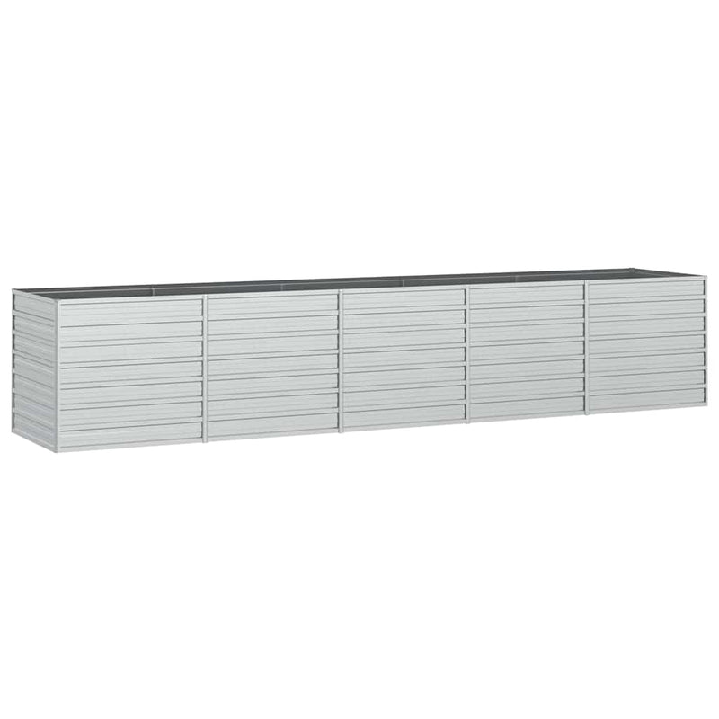 Afbeelding laden in galerijviewer, Vidaxl plantenbak verhoogd 400x80x45 cm gegalvaniseerd staal zilver