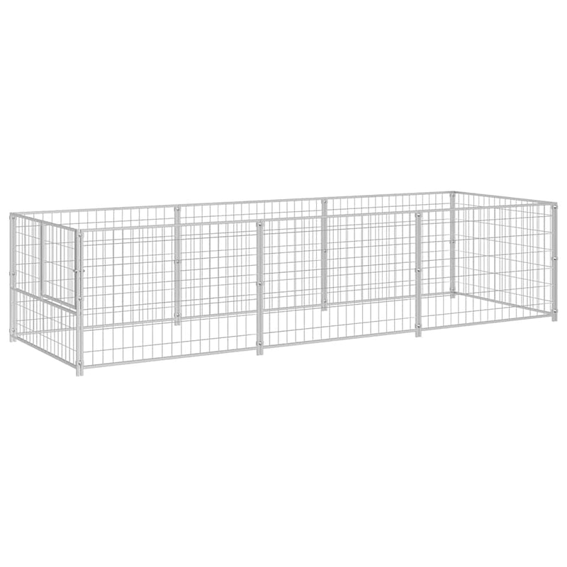 Afbeelding laden in galerijviewer, Vidaxl hondenkennel 3 m² staal zilverkleurig